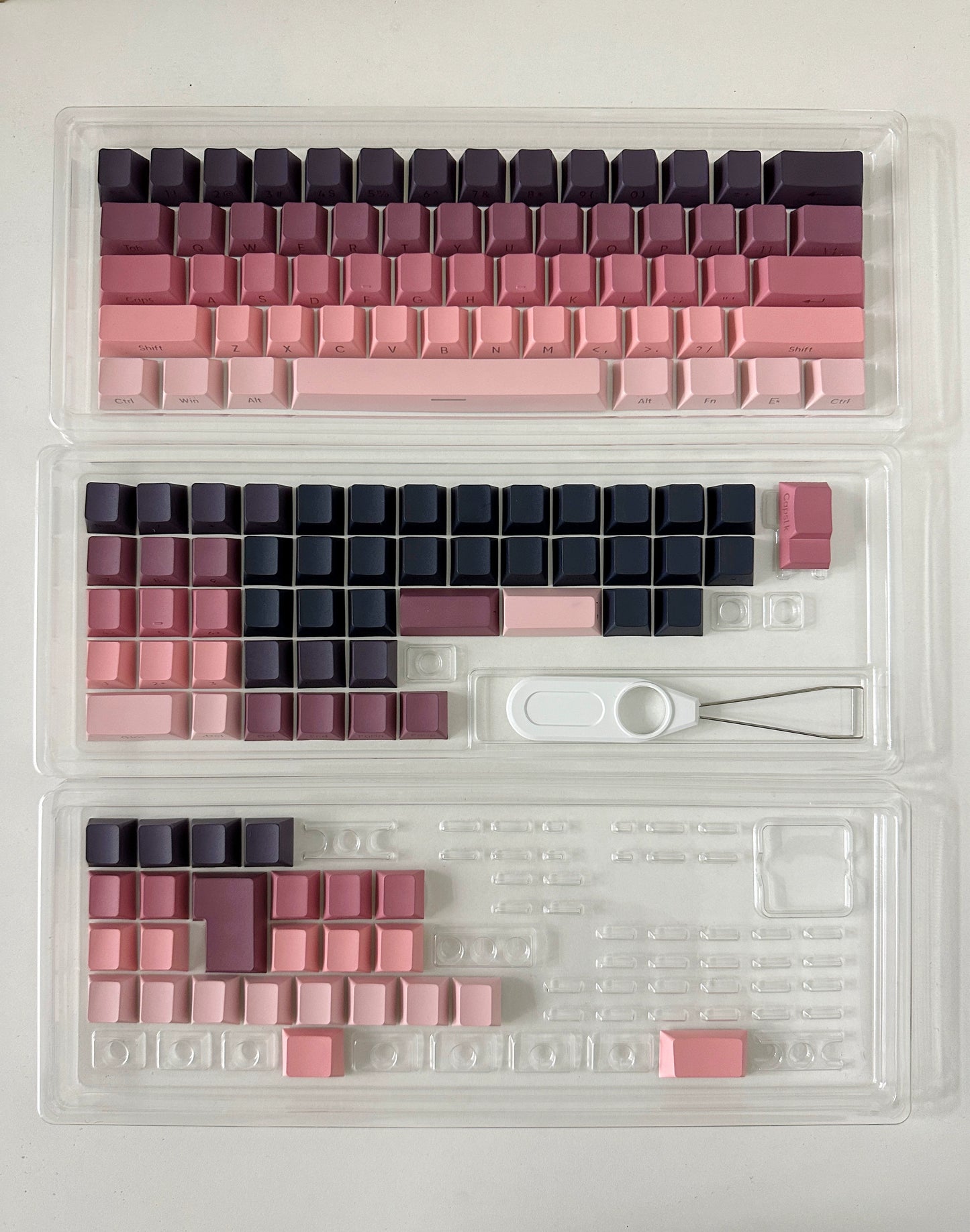 021 Black Pink Gradient Side Engraved Cherry Profile Keycap 111 PBT keys