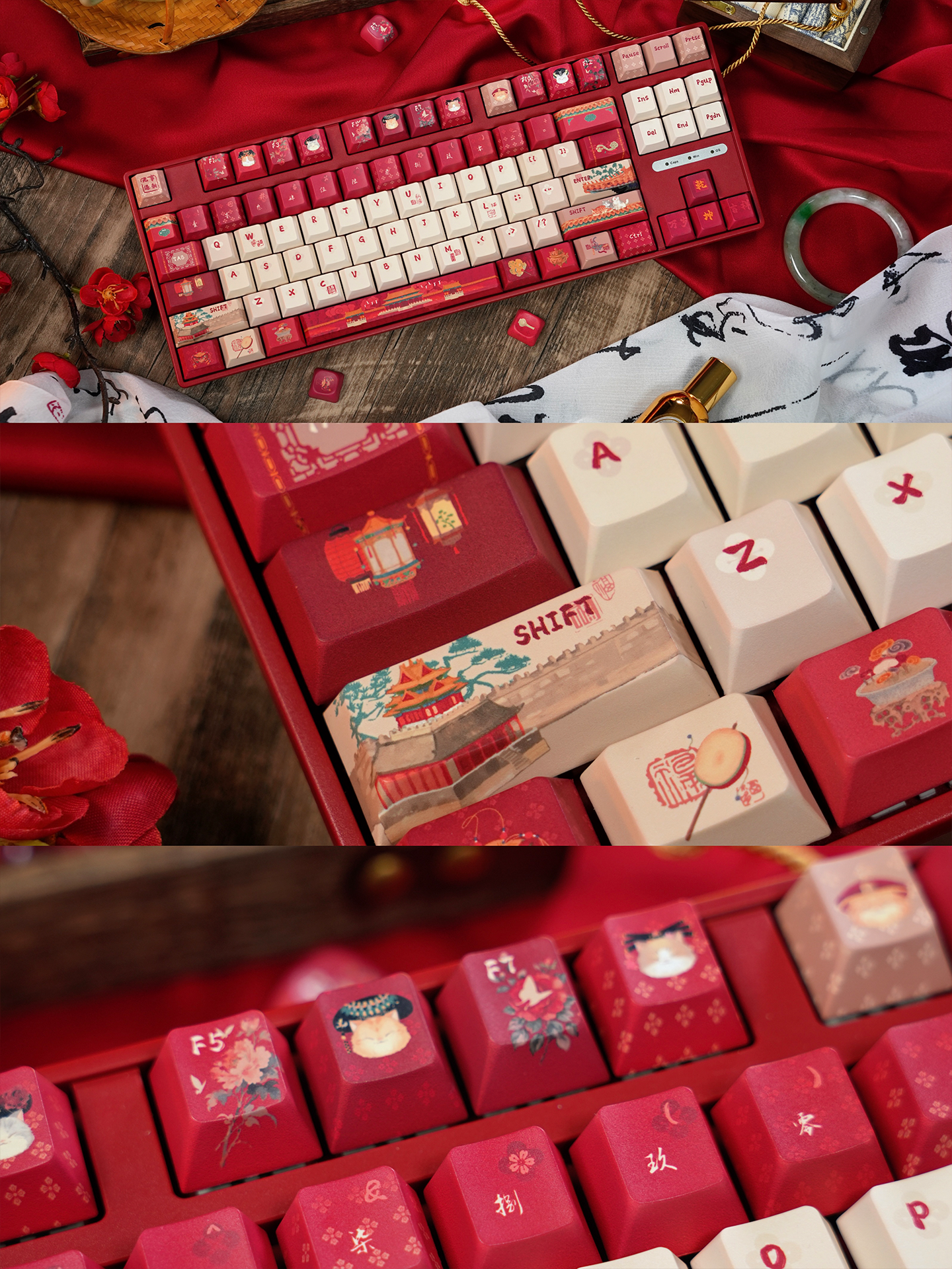 #0268 Red Forbidden City Cat Keycap Cherry/FOA Profile (not Including Keyboard)