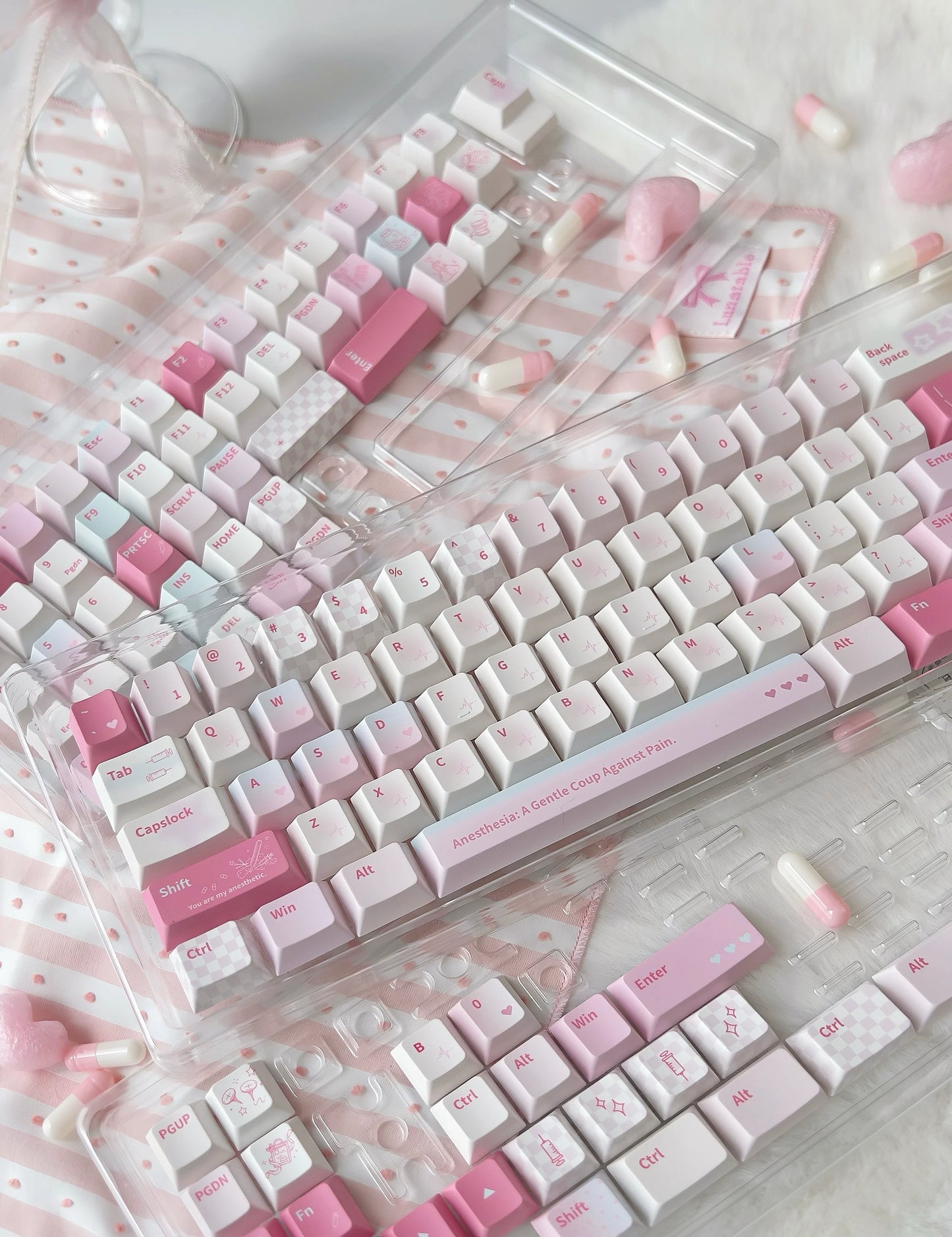 #0287 Anesthetic Cute Cure Light Blue Pink Keycap Cherry Profile Designed By Bluebird