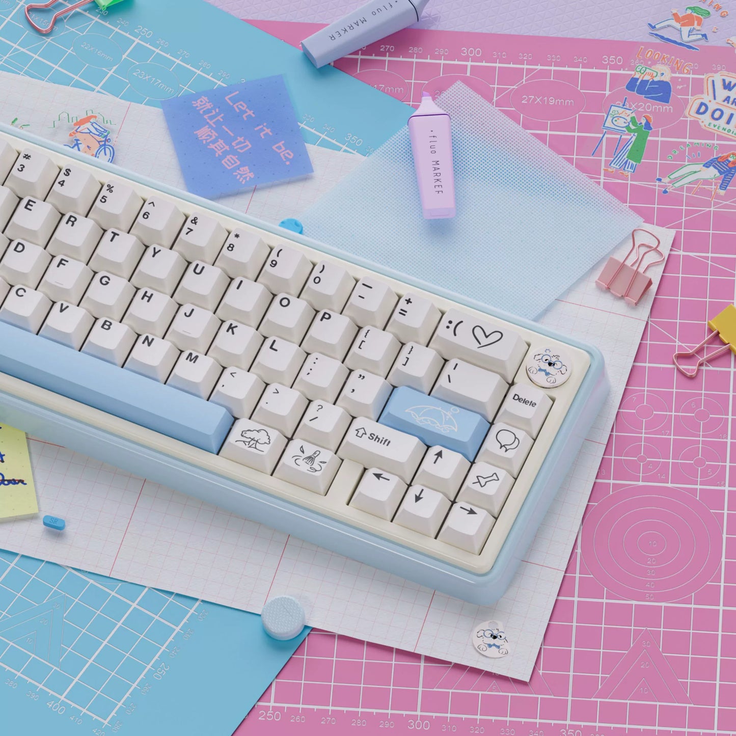 UR65 Blue/Pink/Red Mechanical Customized Keyboard (Tri-mode Gasket Hot Swap RGB Support QMK/VIA)