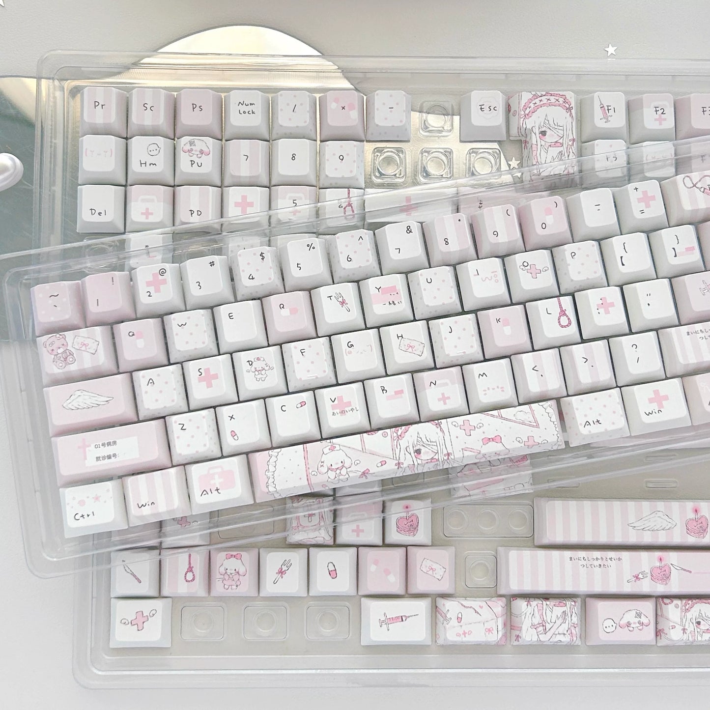 #0286 1 Angel Treatment Room Cold White Light Pink Keycap Cherry Profile