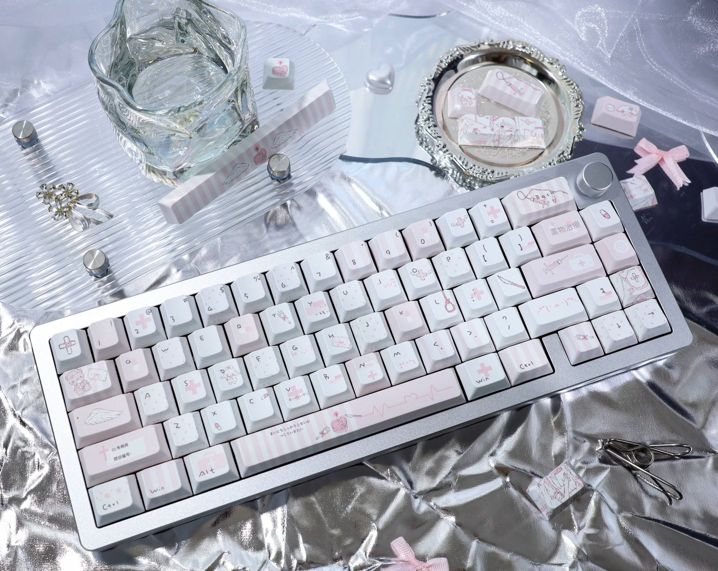 #0286 1 Angel Treatment Room Cold White Light Pink Keycap Cherry Profile