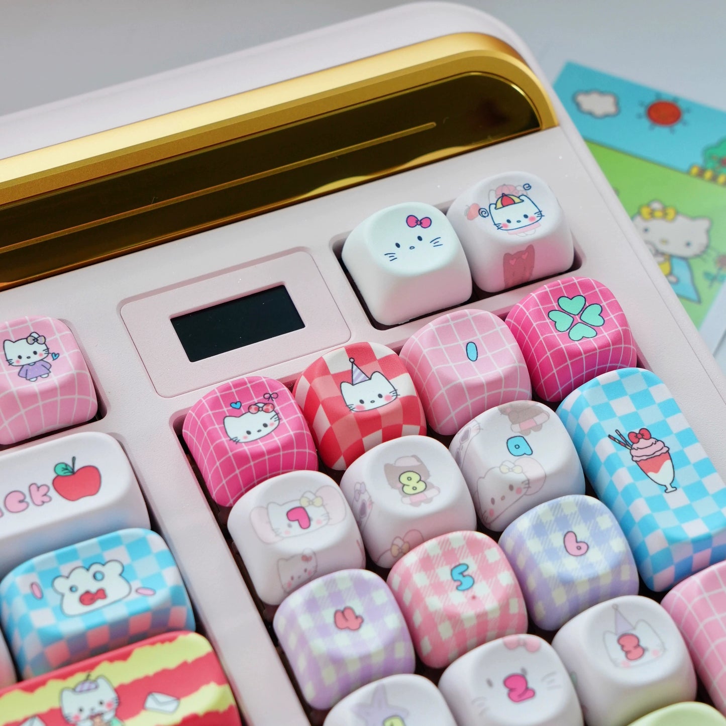 #0232 Kitty Keycap Hellokitty Fan Cute Pink Keycap Moa/cherry Profile (not Including Keyboard)