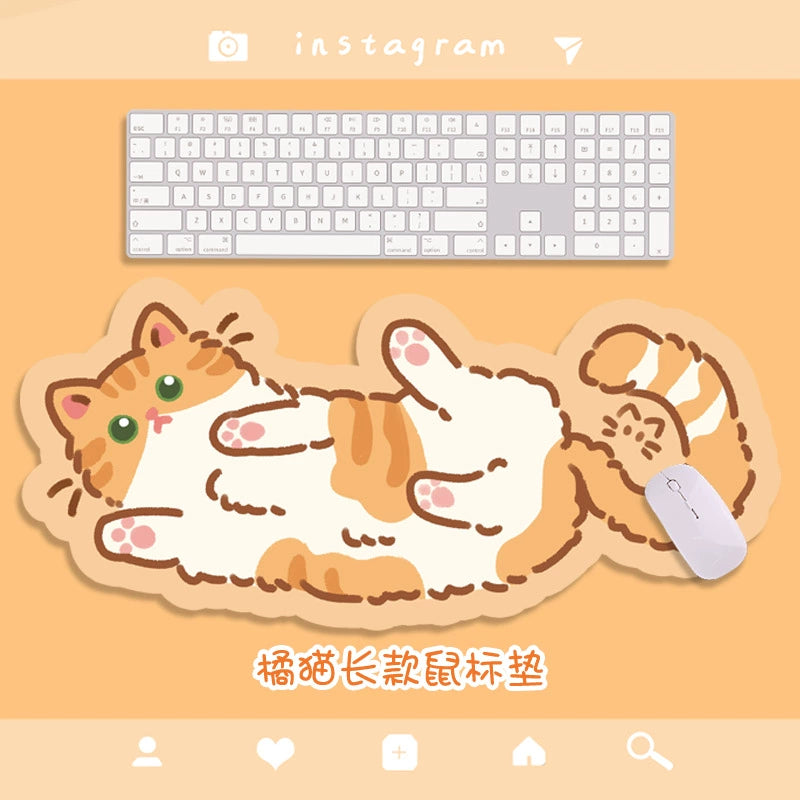 Kitty Cat Shaped Large Soft Mousepad Table Mat Kawaii Cute Cartoon Unique Girl Computer Desk Mat Keyboard Pad