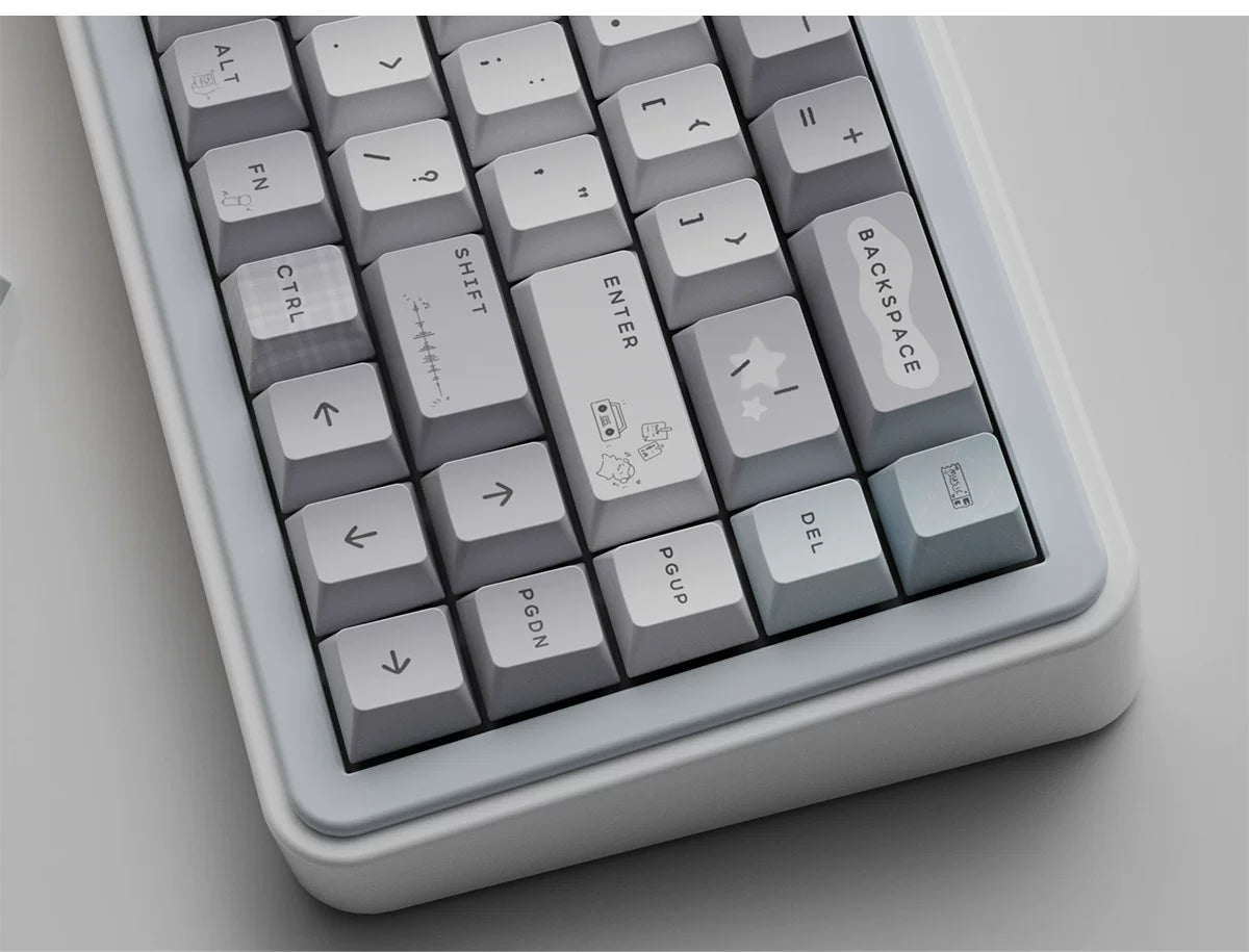 #0285 Gray Ins Kaomoji Cute Minimalist Keycap Cherry Profile Designed By Colakeycaps