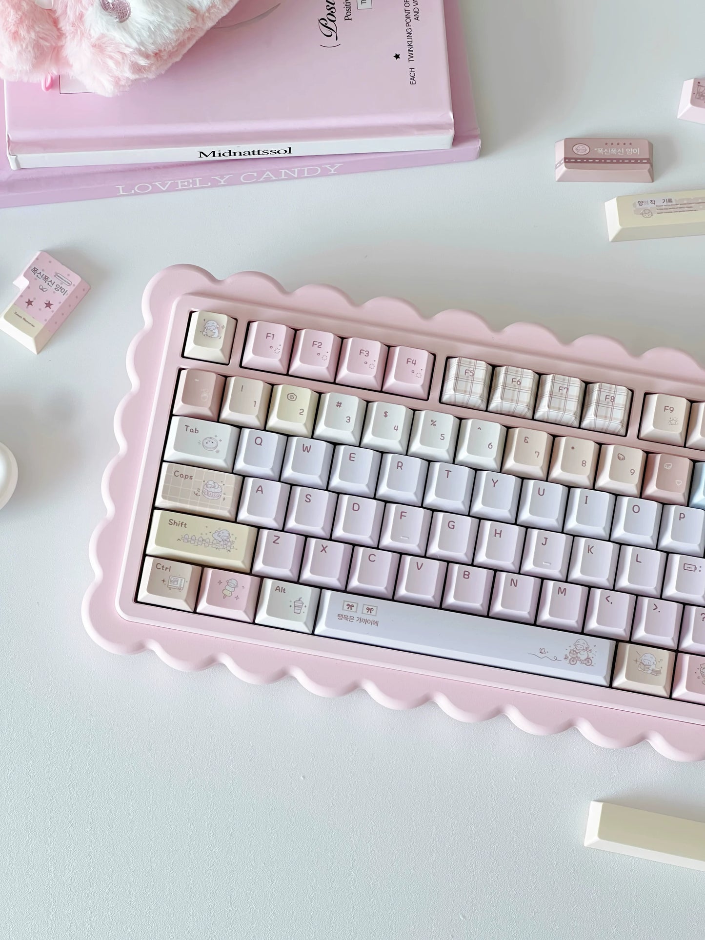 #0292 Cream Pale Pink Lamp Cake Cherry/moa Profile Keycap