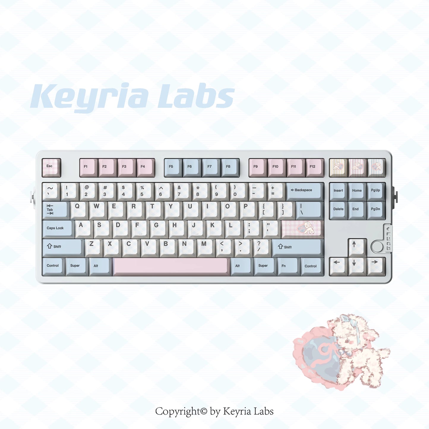 #0260 Pale Blue Pink Sweet Sheep Dream Cherry Profile Keycap Set Designed By Keyria Labs (not Including Keyboard)