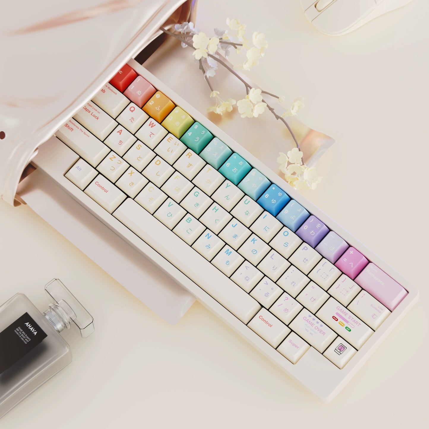 #0252 Loerent Fingertip Dancer - Macaron Color Scheme PBT Keycaps Cherry Profile (not Including Keyboard)
