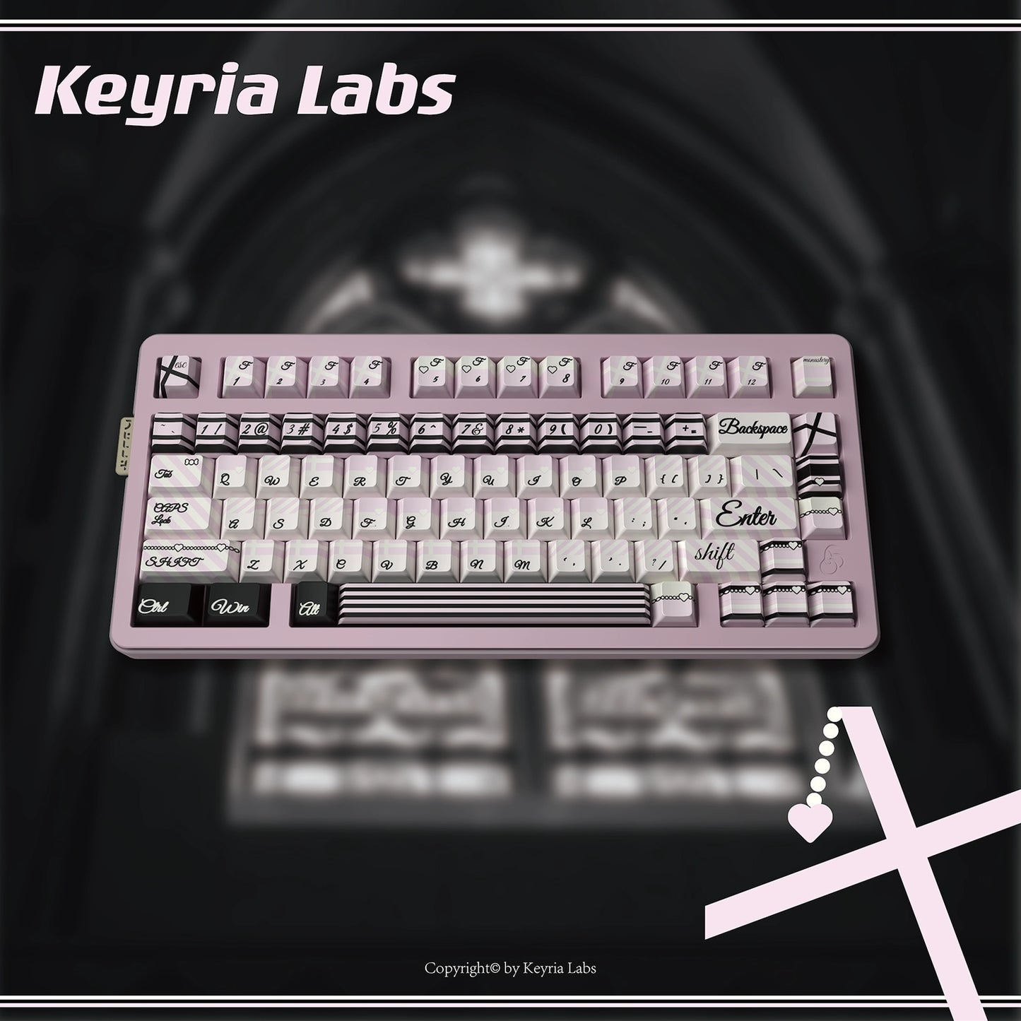 022 Black Pink Lace Abbey Cherry Profile Keycap Designed By Keyria Labs