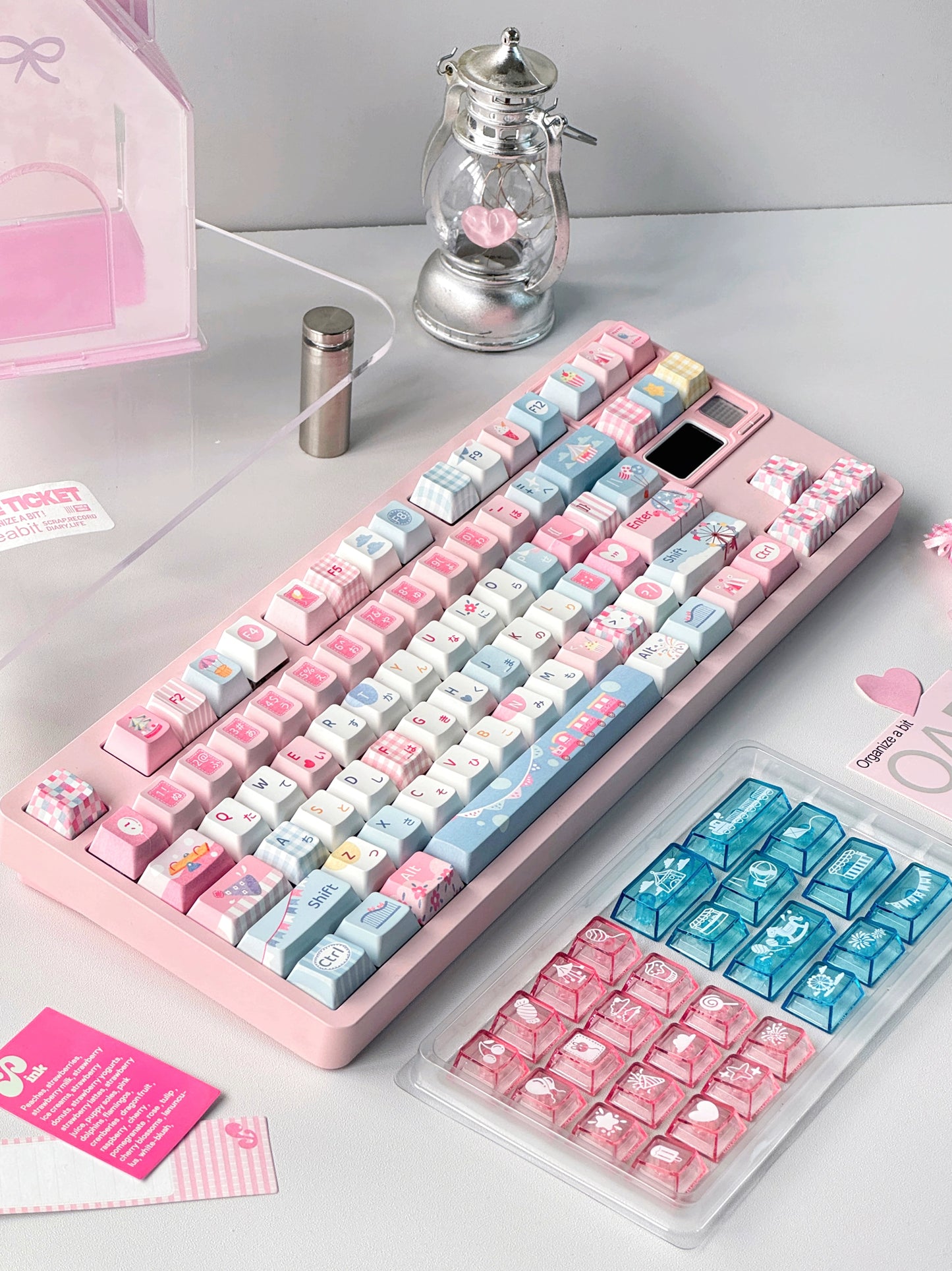 #0219 Amusement Park Cute Pink and Blue Keycaps (not Including Keyboard)