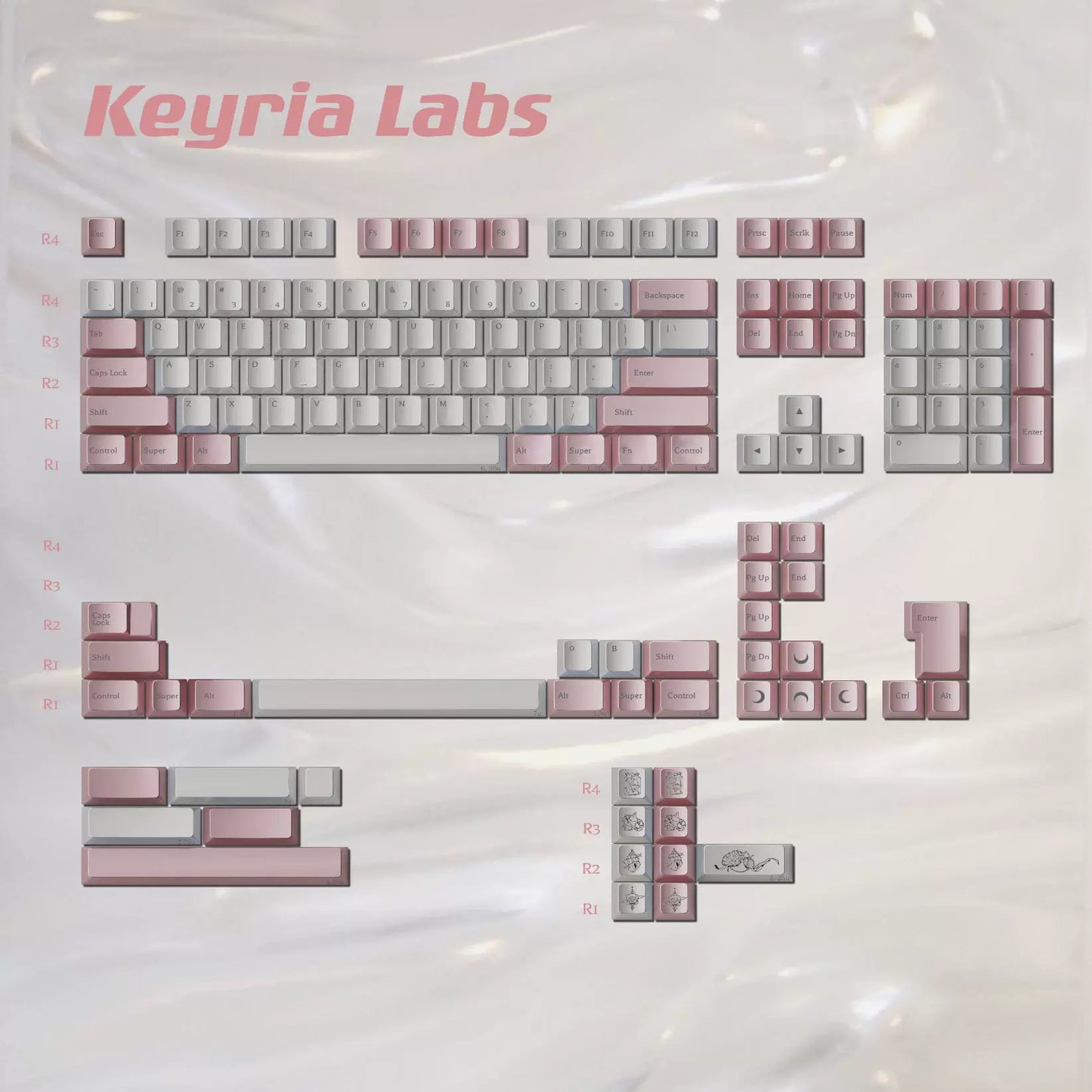 #0246 Pearl Tears Keycaps Cherry Profile Designed By Keyria Labs (not including keyboard)