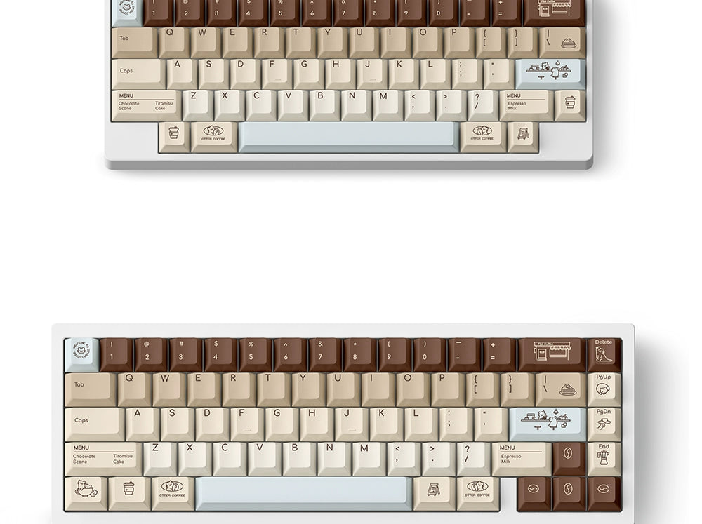 049 Cute Otter Coffee Brown Beige Kapibara Keycaps Cherry Profile FBB Designed 145 Keys 1.6mm Thickness