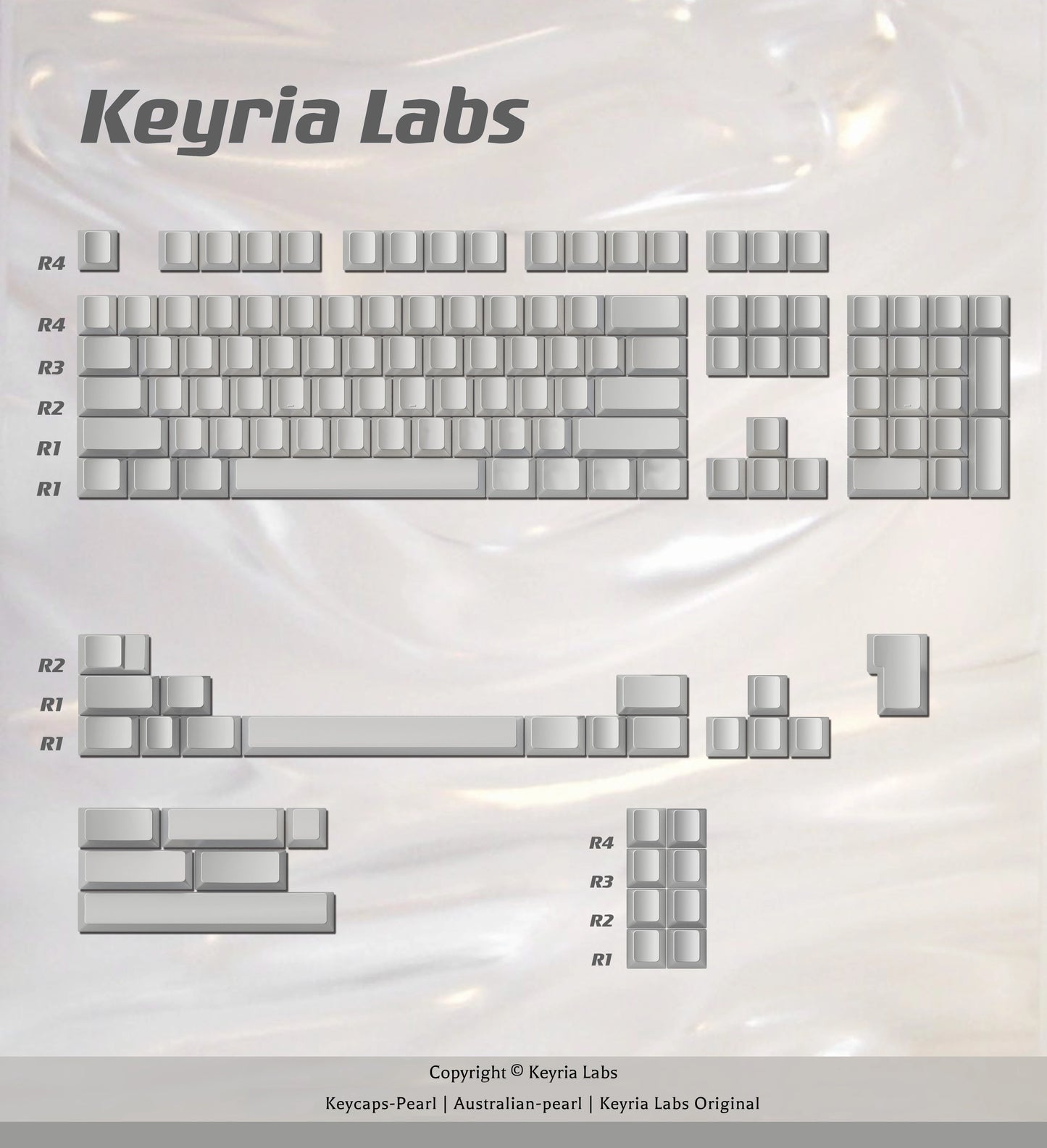 Silver Pearl Tears Cherry Profile Keycaps Keyria Labs Design