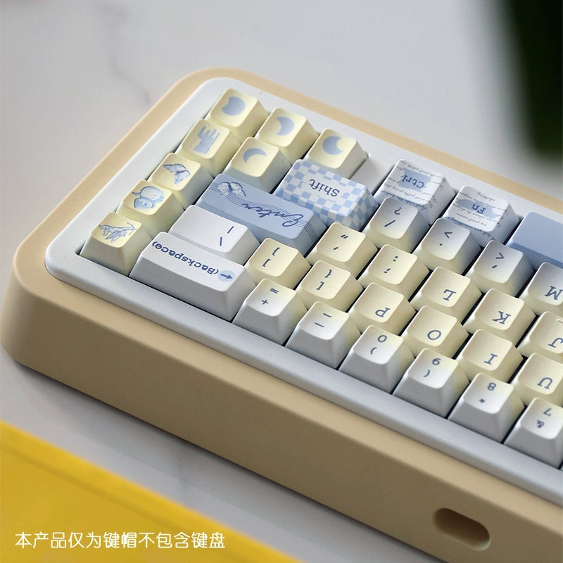 005 Psychics Light Blue Pastel Milk Yellow Gradient Keycap Cherry Profile