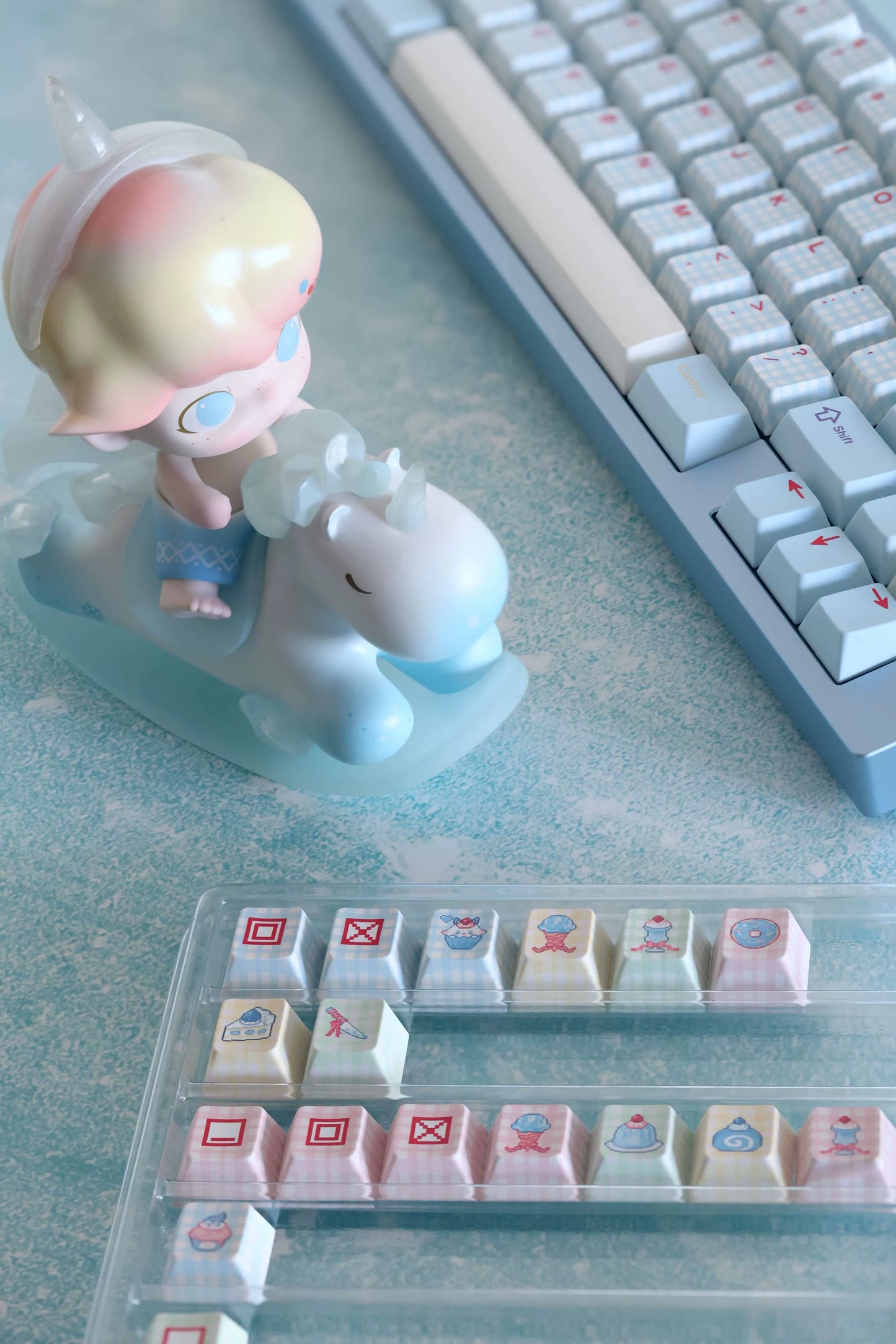 #0242 Showa Dessert Cream Soda Pastel Grid Keycaps Designed By Keyria Labs