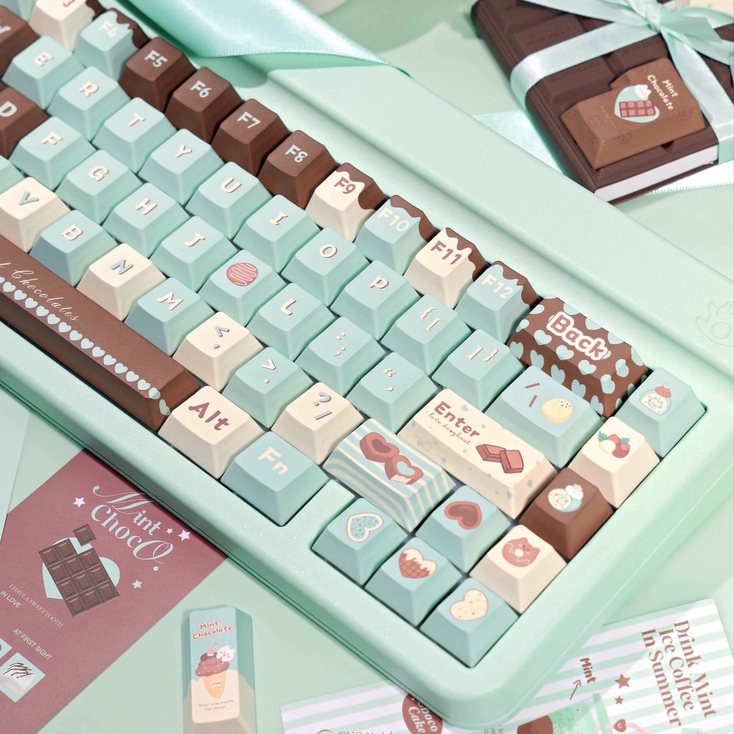 012 Mint Chocolate Keycaps Cherry Profile