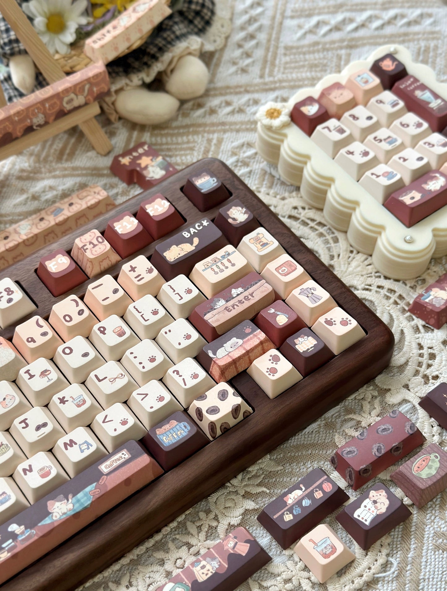 LilyX Lab Meow Cafe Cute Vintage Cherry/SOA Profile Keycap 138-keys