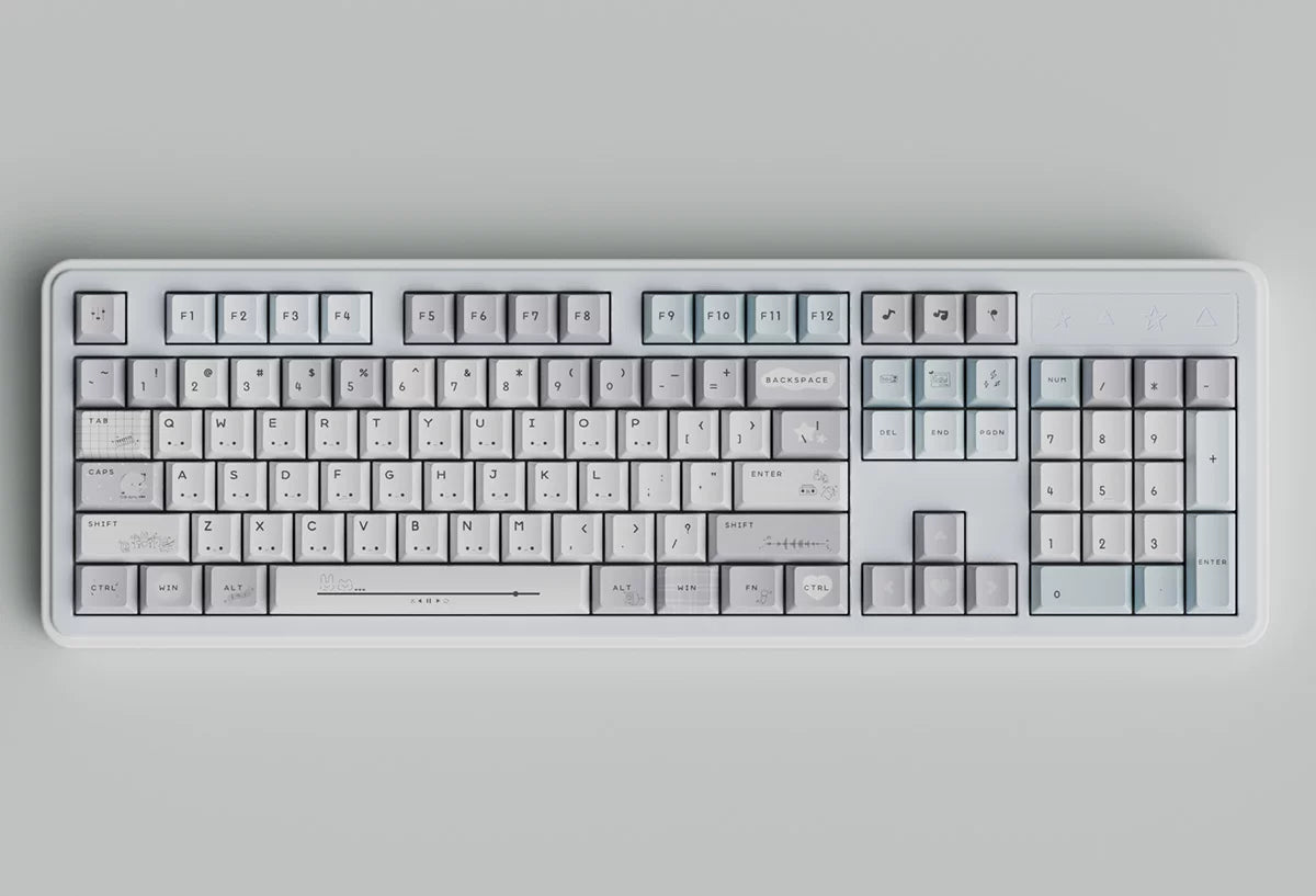 #0285 Gray Ins Kaomoji Cute Minimalist Keycap Cherry Profile Designed By Colakeycaps