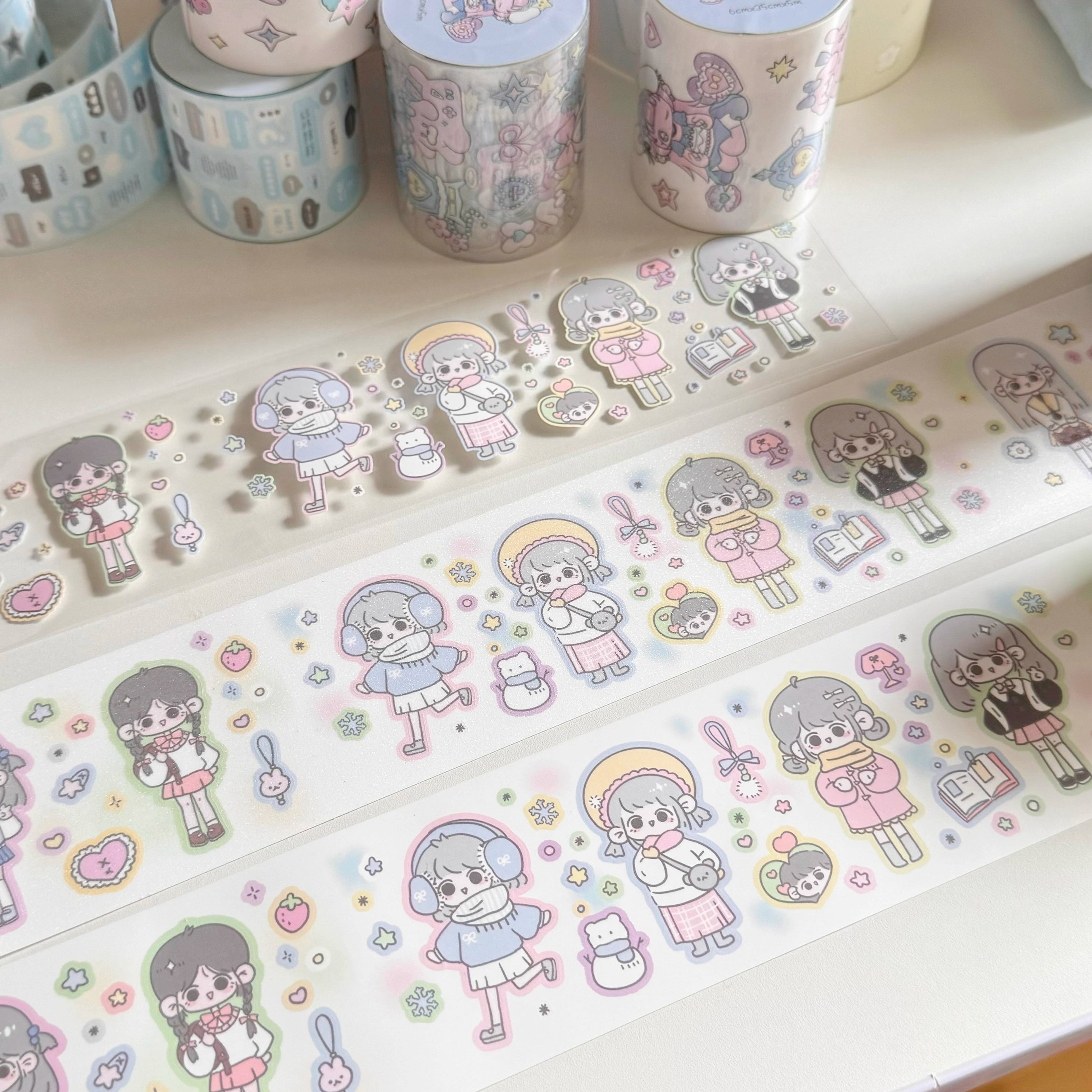 Cute Sticker Roles TUUO Cute Kawaii Little Girl Comic Style Matte Decorative Sticker Rol ...