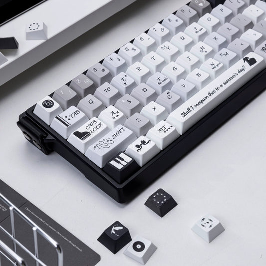 #0271 Black White Gray Cute Serenade Keycap Cherry Profile (not Including Keyboard)