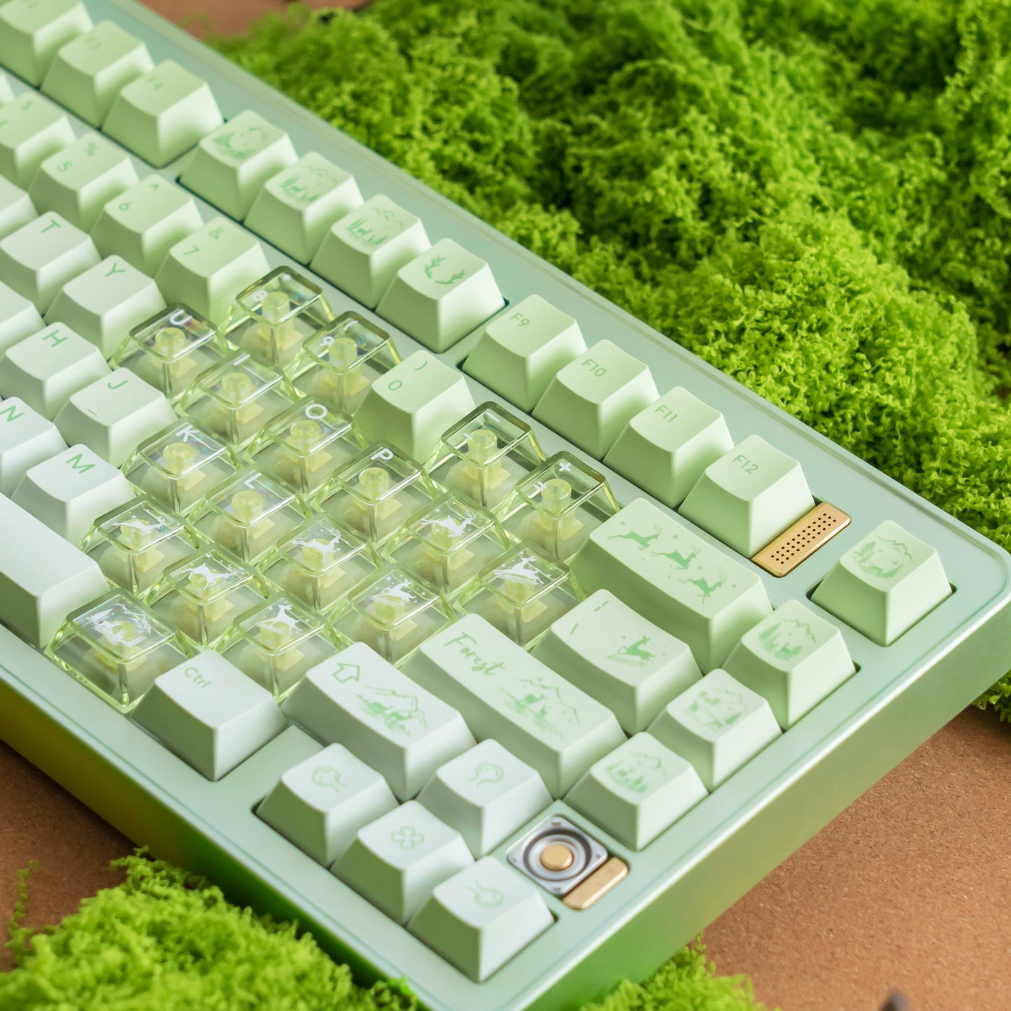 #0216 Fresh Green Dearwood Whisper Keycap Set Cherry Profile PBT146+PC115  （not including keyboard）