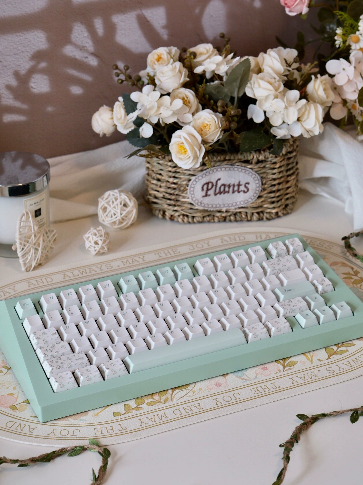 050 Pastel Green Eve Manor Floral Small Fresh Keycaps Cherry Profile Designed By MoCoo