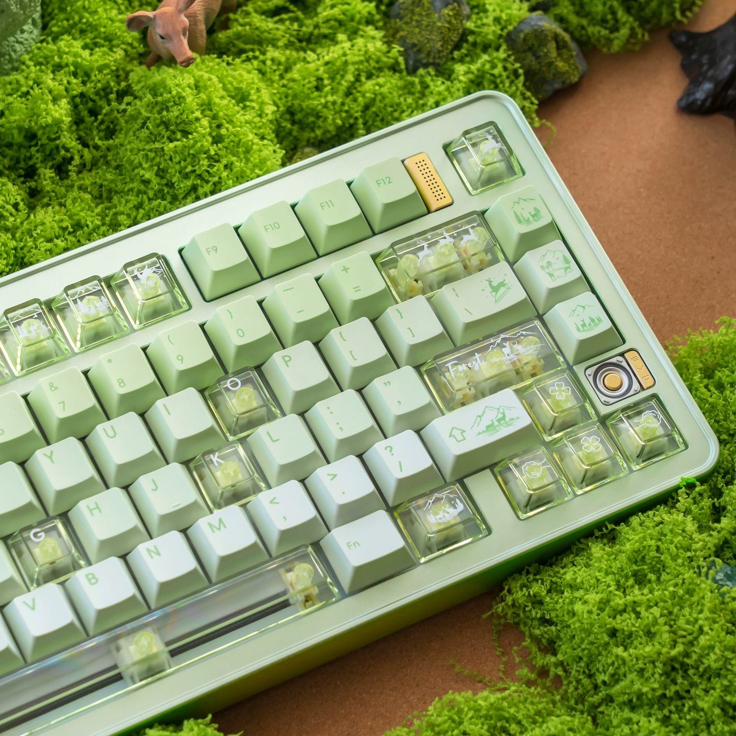 #0216 Fresh Green Dearwood Whisper Keycap Set Cherry Profile PBT146+PC115  （not including keyboard）