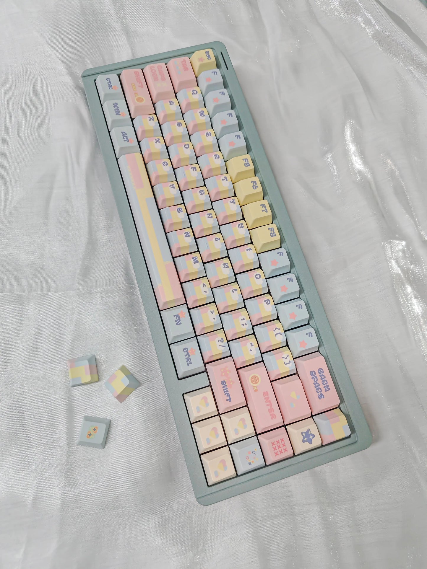 039 Patchwork Toffee Cherry Prifle Keycaps Keyria Labs Design