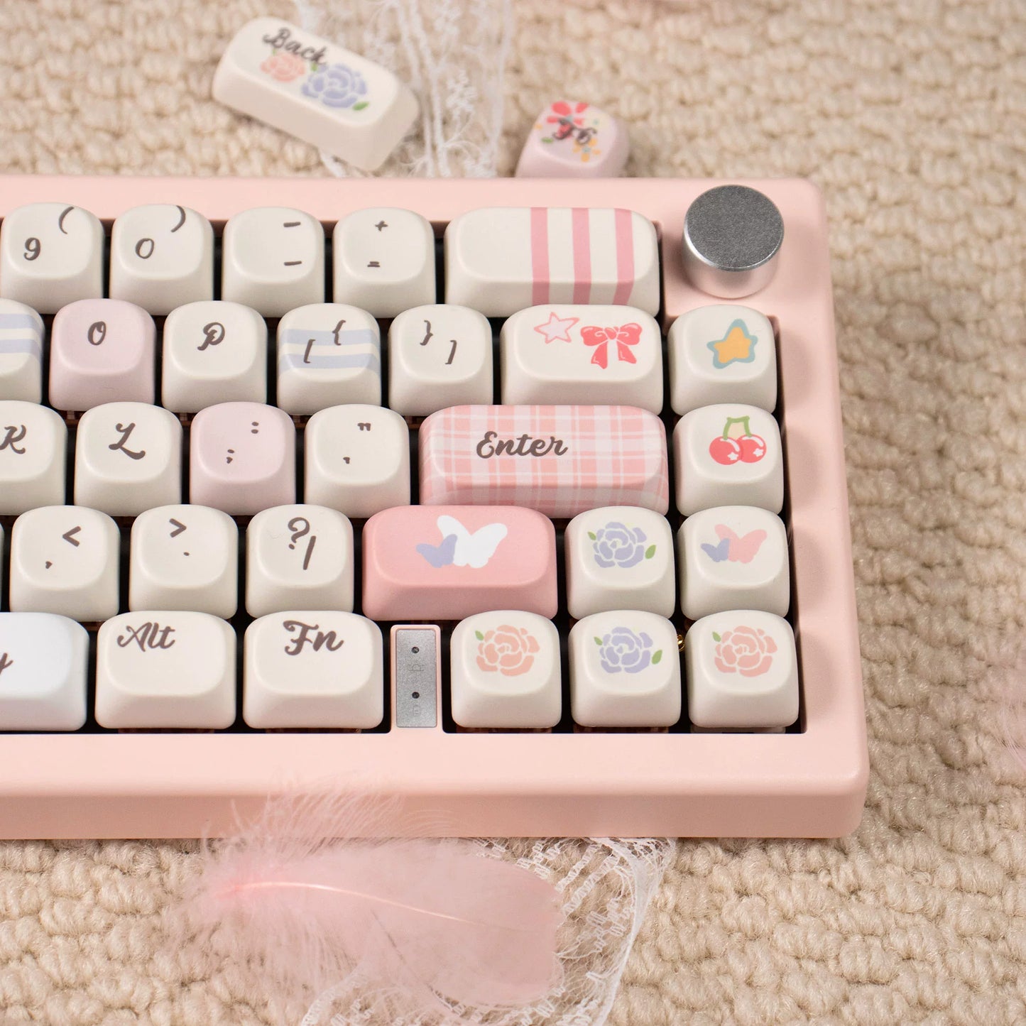 043 Pastel Pink Blue Grids Garden Keycap Cherry/ MOA Profile 152 keys BeeFun design