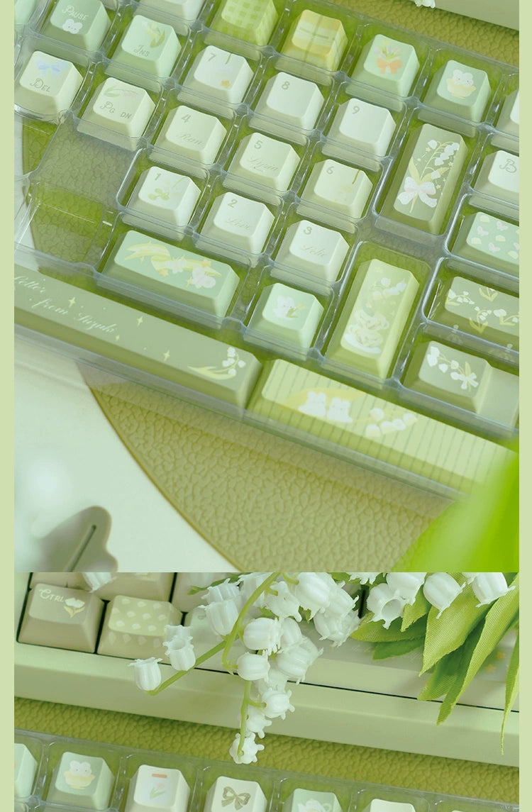 003 Pastel Green Rabbit Lilies of The Valley  Keycap Cherry Profile 138 Keys