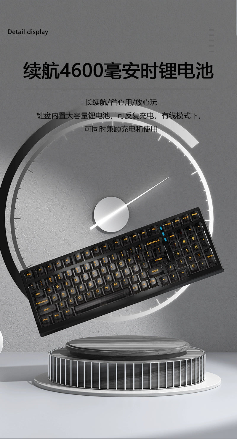 G98 Transparent Mechanical Keyboard Bluetooth Wireless Three-mode Wired RGB Hot-swappable Gasket