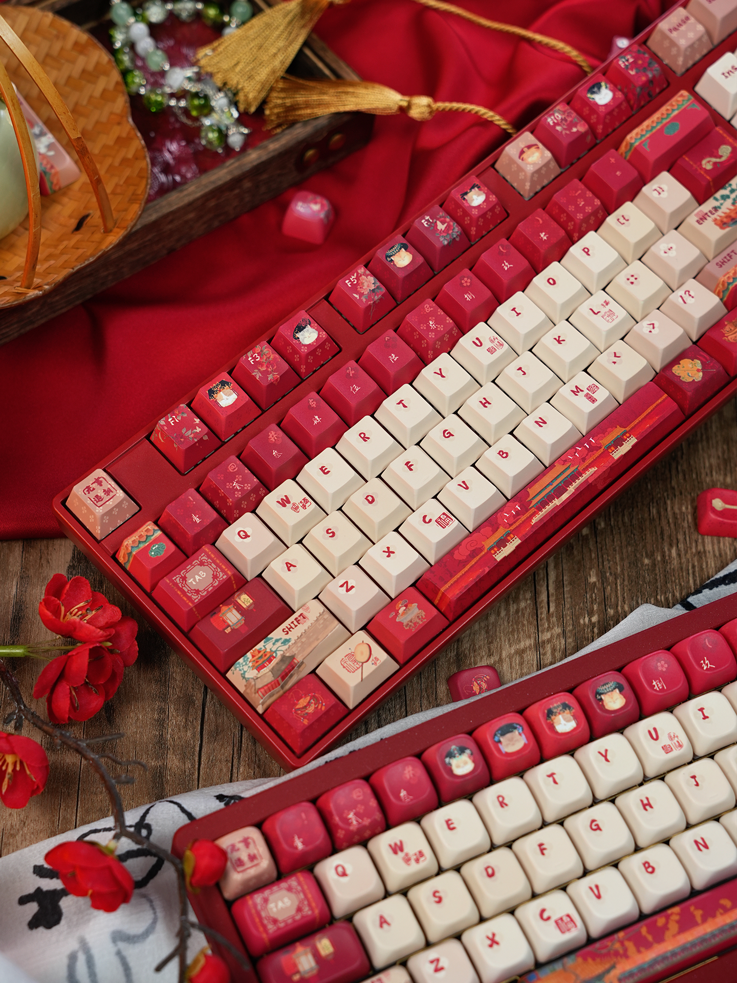 #0268 Red Forbidden City Cat Keycap Cherry/FOA Profile (not Including Keyboard)