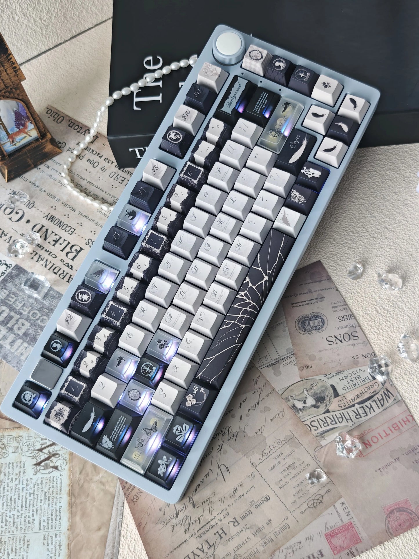 #0229 Dance of Ashes Black White Grey Keycap Designed By Miller