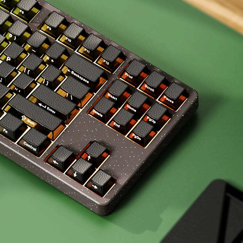 #0213 Leather Top Clear Keycaps Designed By OSHID（only keycaps not including keyboeard)