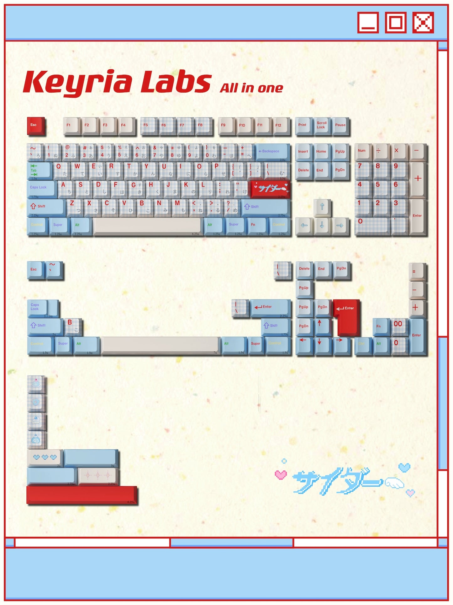 Showa Dessert Cream Soda Pastel Grid Keycaps Designed By Keyria Labs