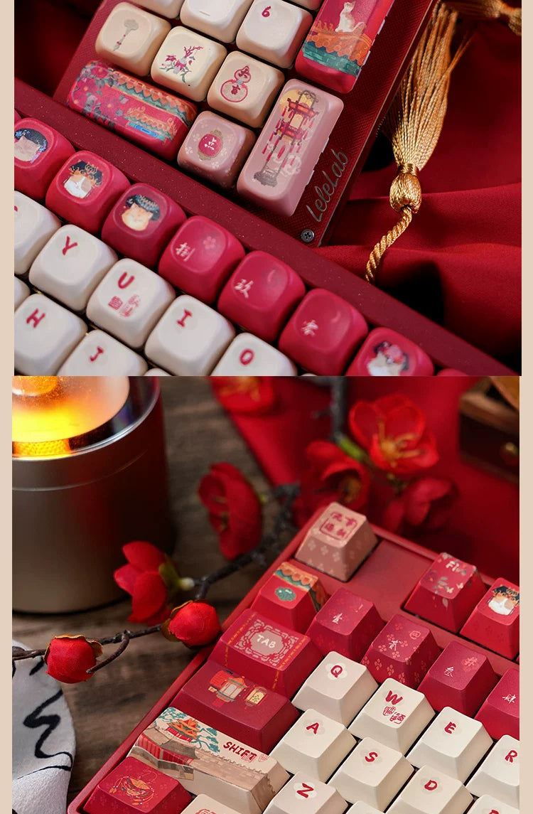 #0268 Red Forbidden City Cat Keycap Cherry/FOA Profile (not Including Keyboard)