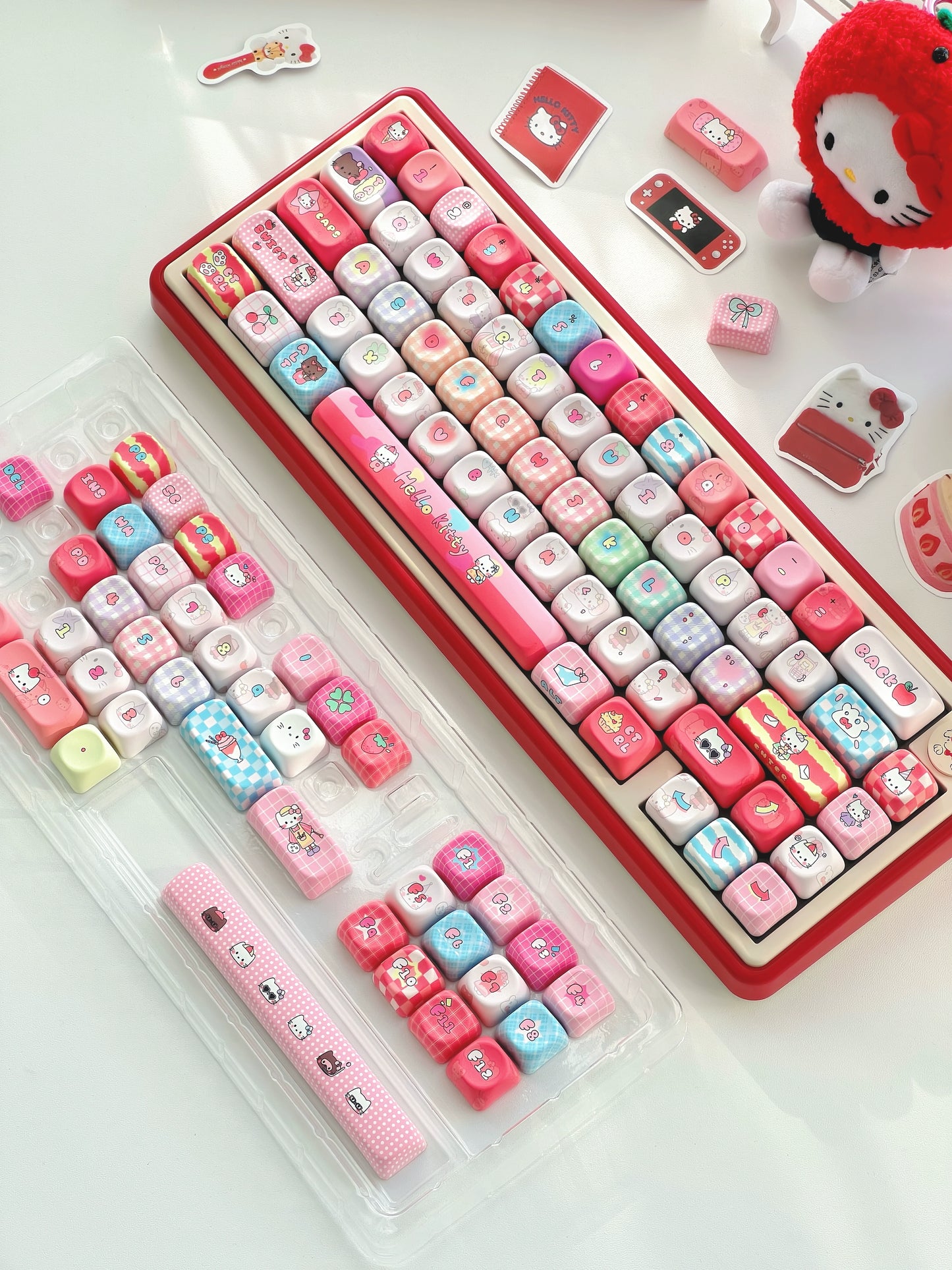 #0232 Kitty Keycap Hellokitty Fan Cute Pink Keycap Moa/cherry Profile (not Including Keyboard)