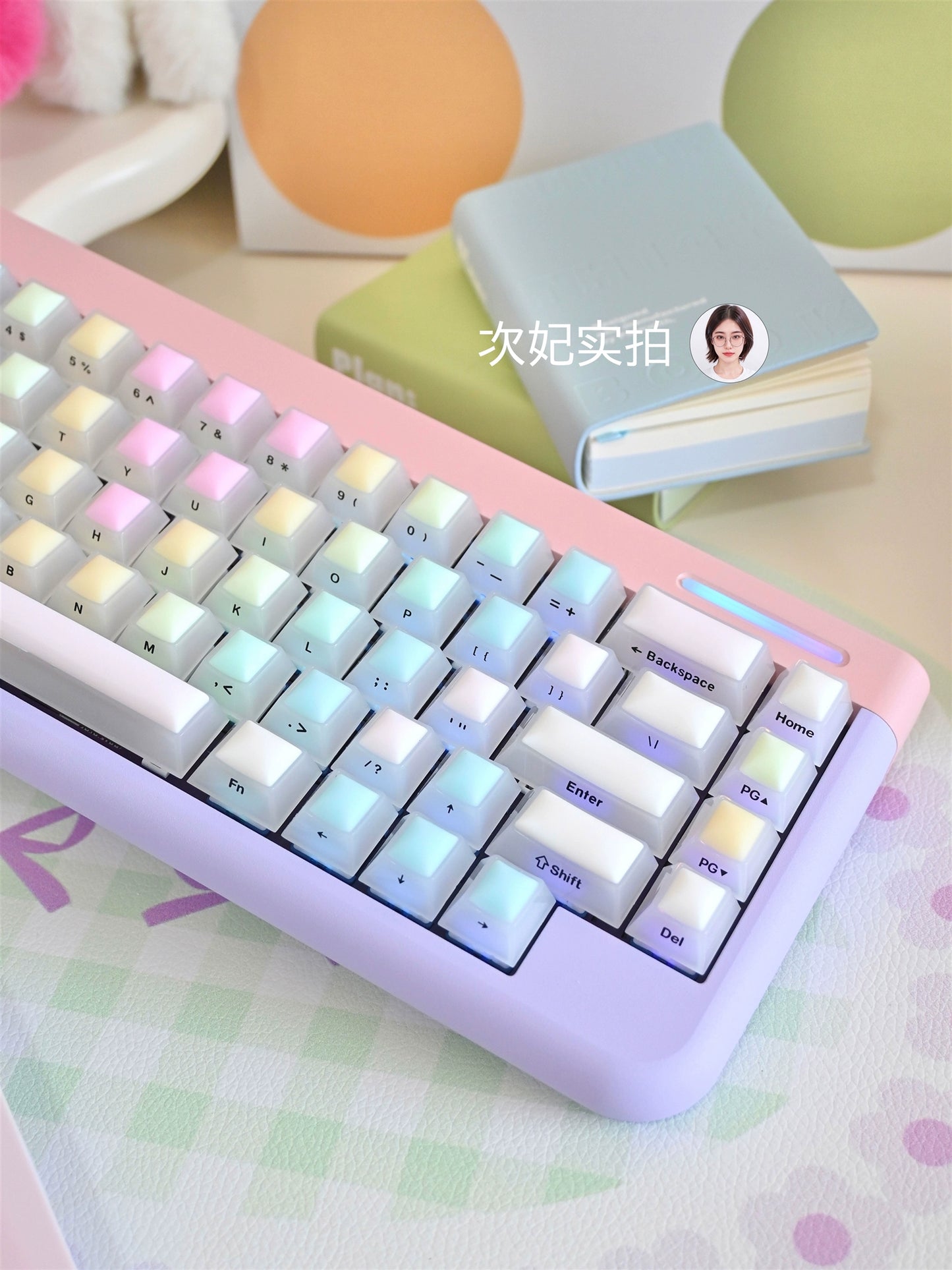 114 Rainbow Fudge Keycaps Fog Clear Silicone Material Soft Bounce Cute Keycaps Cherry Profile 124-key Side-print