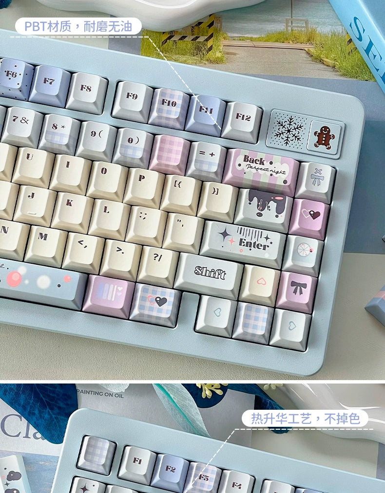 120 Slightly Drunk Bubbles Cute Pink Blue Girl Keycap New Cherry Profile 129-keys