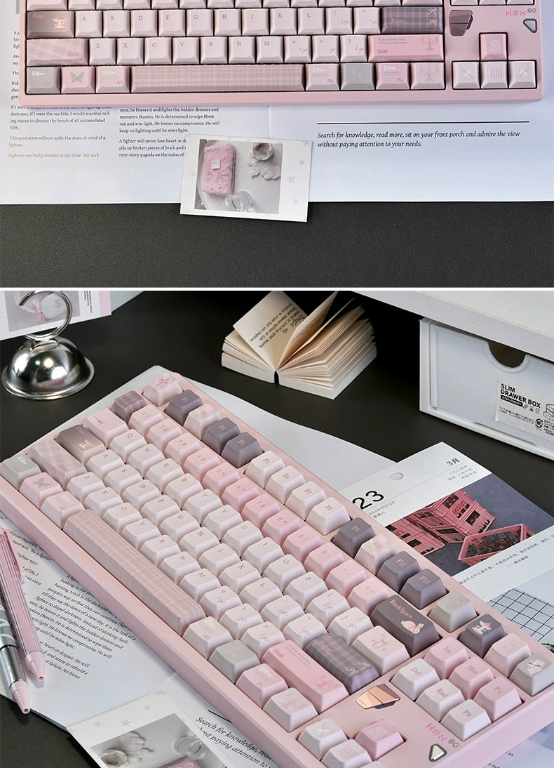 #0244 Gentle World Gray Pink Keycap Cherry Profile（not including keyboard）