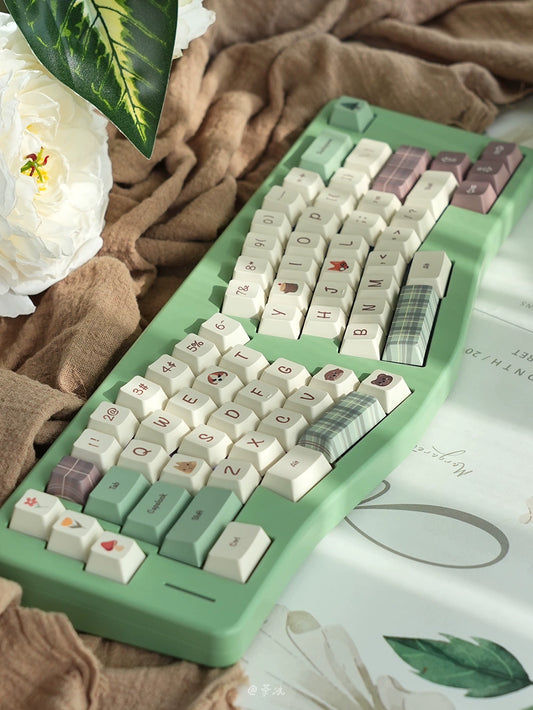 057 Forest Corner Mechanical Keyboard Cute Minimalist Keycap 143 Keys Cherry Profile Designed By Daydreamer