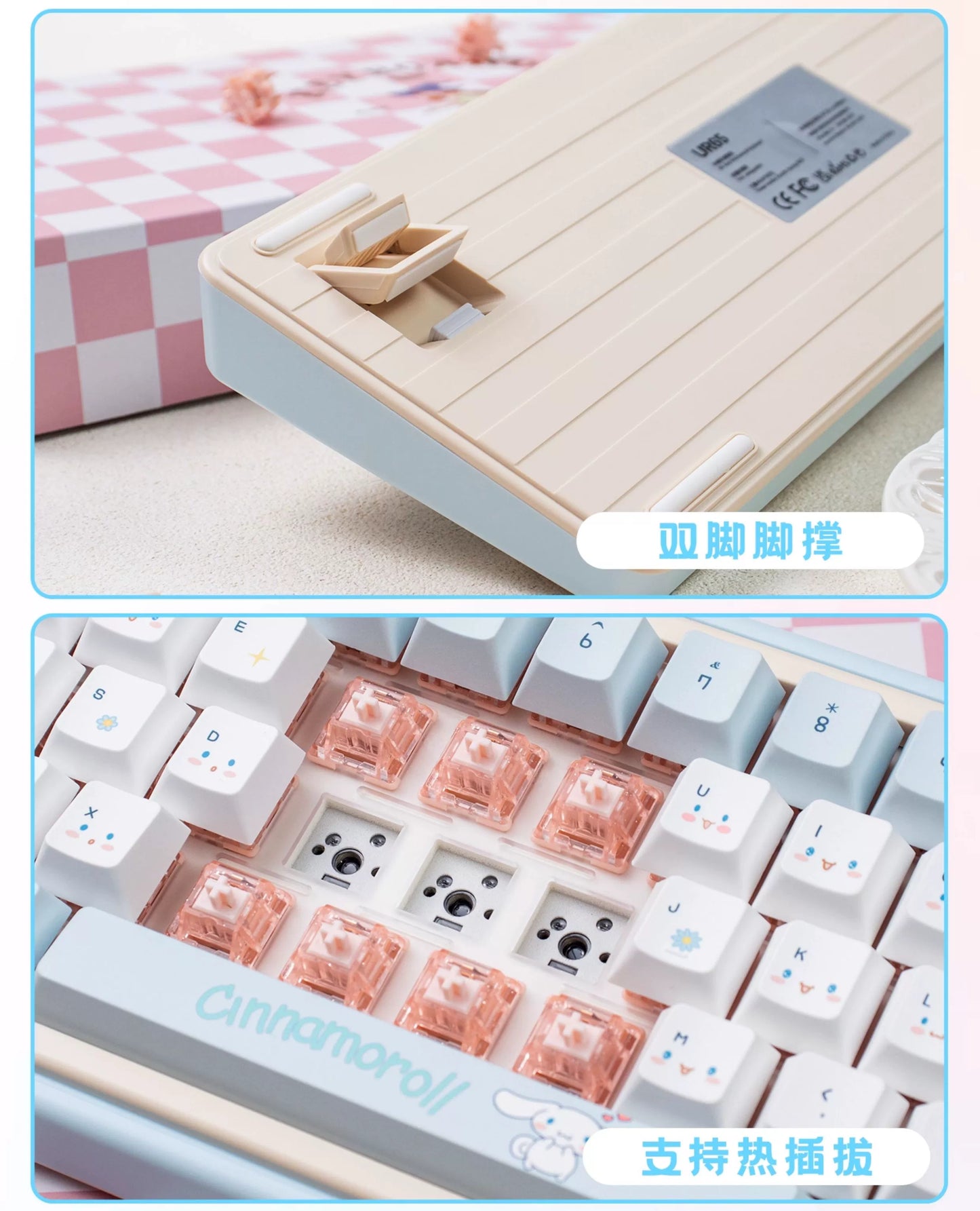 UR65 Blue/Pink/Red Mechanical Customized Keyboard (Tri-mode Gasket Hot Swap RGB Support QMK/VIA)