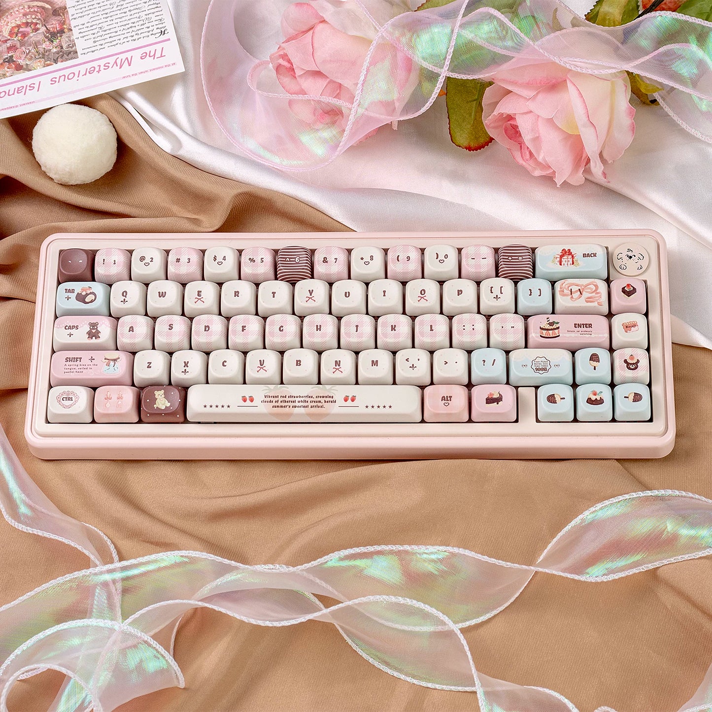 #0257 Velvet Strawberry Mint Chocolate Keycap Cherry/moa Profile(Not including keyboard)