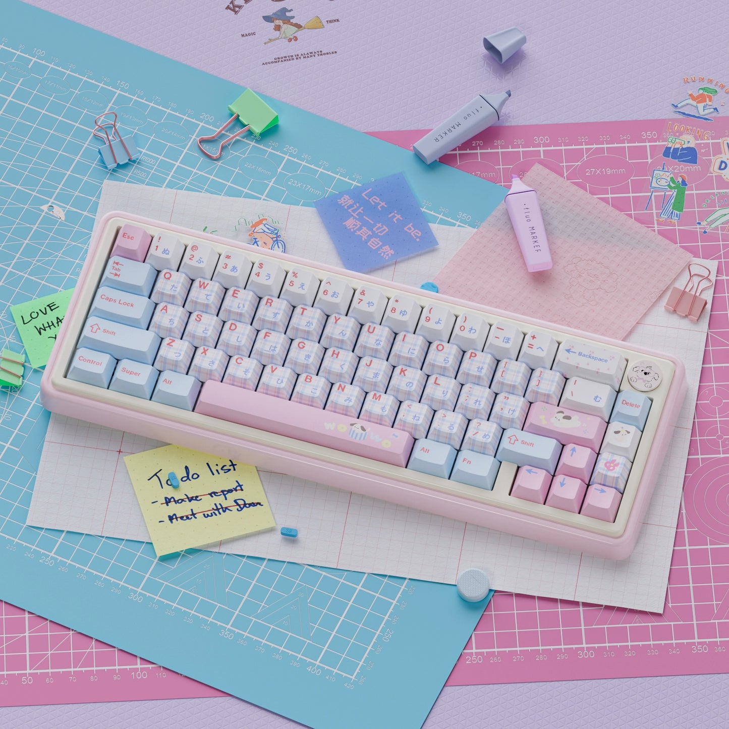 UR65 Blue/Pink/Red Mechanical Customized Keyboard (Tri-mode Gasket Hot Swap RGB Support QMK/VIA)