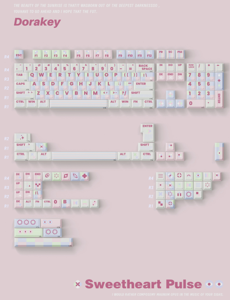 #0222 Macaron Sweetheart Pulse Keycap Designed By Dorakey（not including the keyboard）