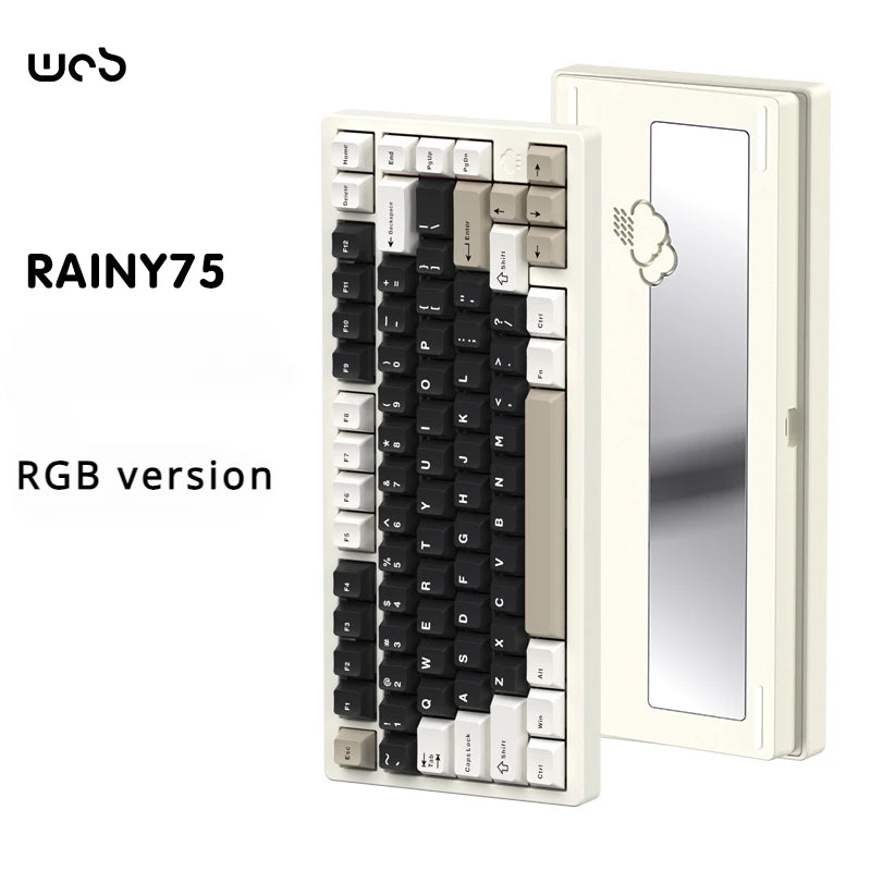 WOB Rainy75 Mechanical Keyboard Wireless Tri-mode Gasket Hot Swap RGB Custom CNC Aluminum Office Gaming Keyboard Gamer Gift