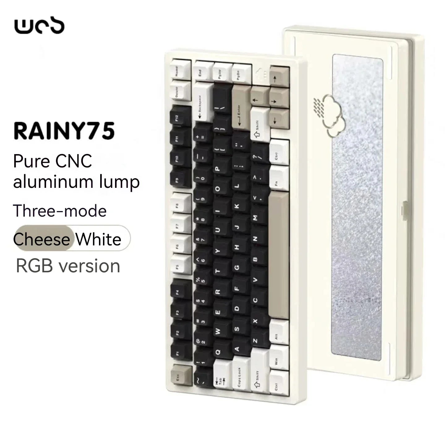 WOB Rainy75 Mechanical Keyboard Wireless Tri-mode Gasket Hot Swap RGB Custom CNC Aluminum Office Gaming Keyboard Gamer Gift