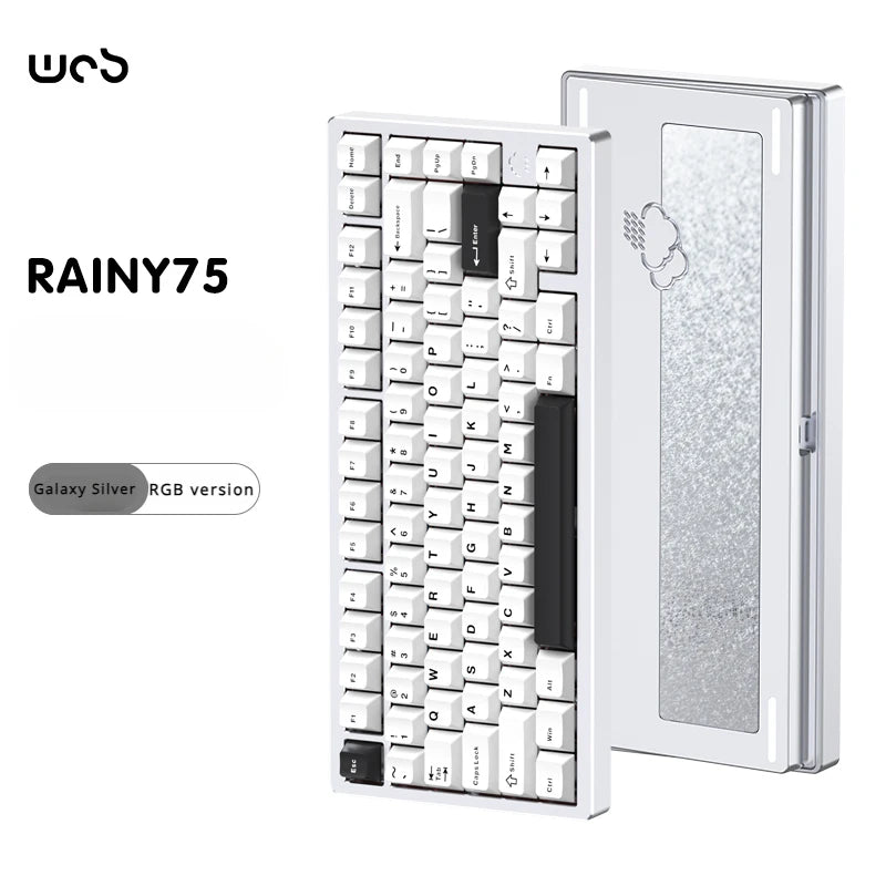 WOB Rainy75 Mechanical Keyboard Wireless Tri-mode Gasket Hot Swap RGB Custom CNC Aluminum Office Gaming Keyboard Gamer Gift