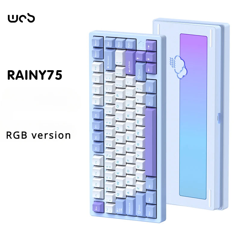 WOB Rainy75 Mechanical Keyboard Wireless Tri-mode Gasket Hot Swap RGB Custom CNC Aluminum Office Gaming Keyboard Gamer Gift