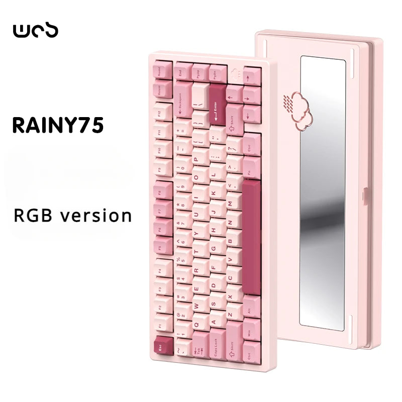 WOB Rainy75 Mechanical Keyboard Wireless Tri-mode Gasket Hot Swap RGB Custom CNC Aluminum Office Gaming Keyboard Gamer Gift